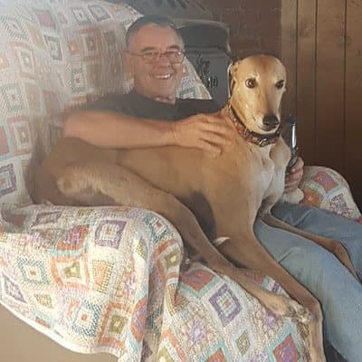 Uncle Darren (Grey hound Rescuer), who stayed with us
